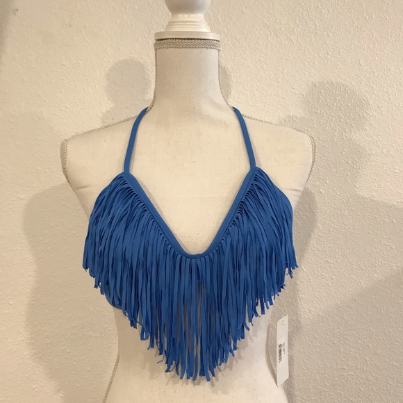l*space Other - L SPACE Blue Fringe Bikini Top